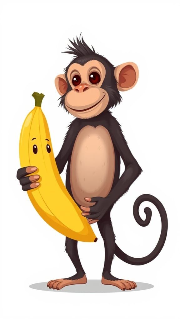 Friendly Monkey and Banana Pals in Digital Art