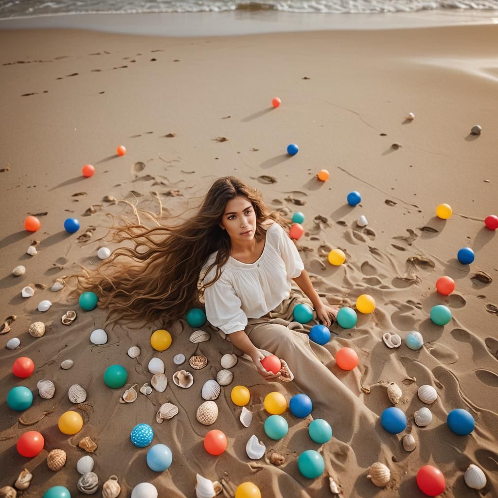 Beautiful Woman on Beach at Sunset: Portrait Photography