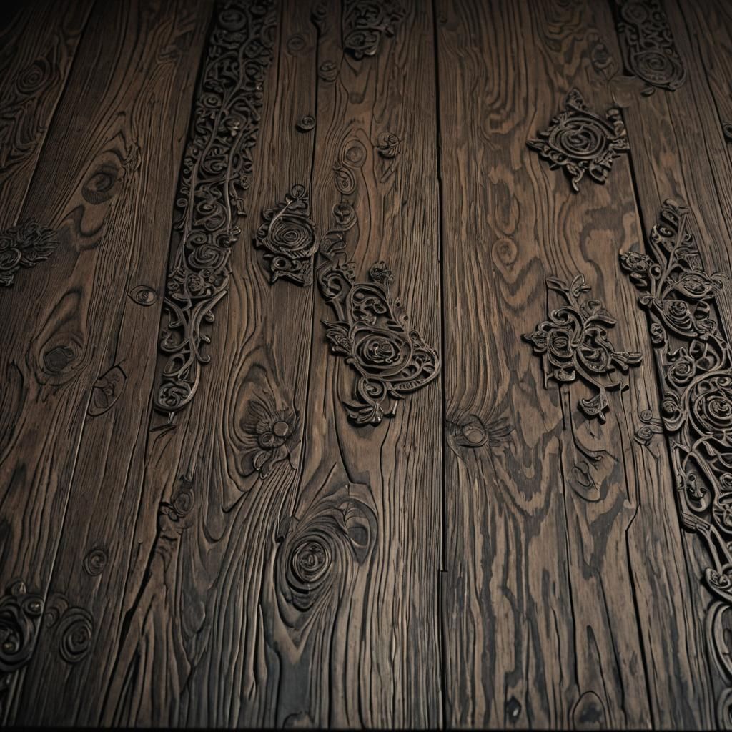 Hyperrealistic Darkwood Table with Intricate Details