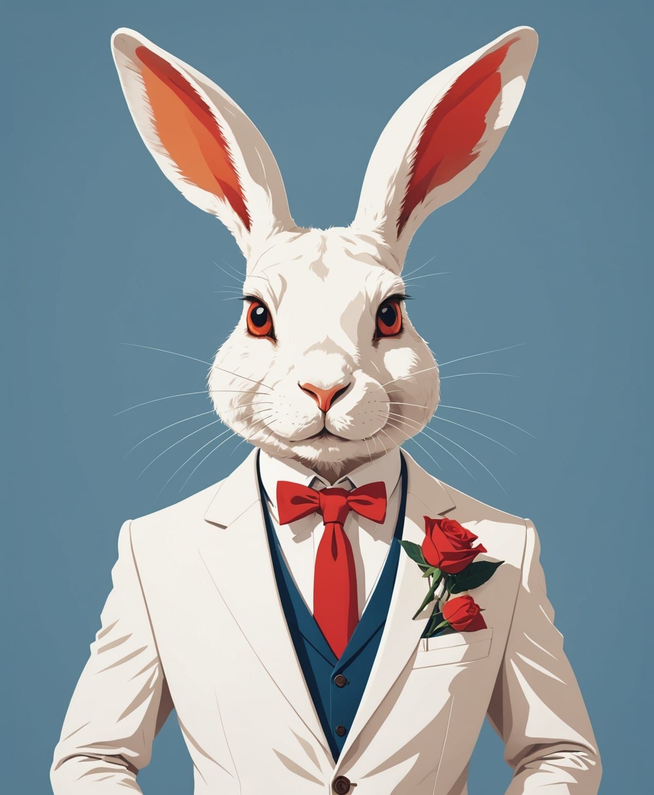 Elegant Rabbit in White Suit: Vector Illustration