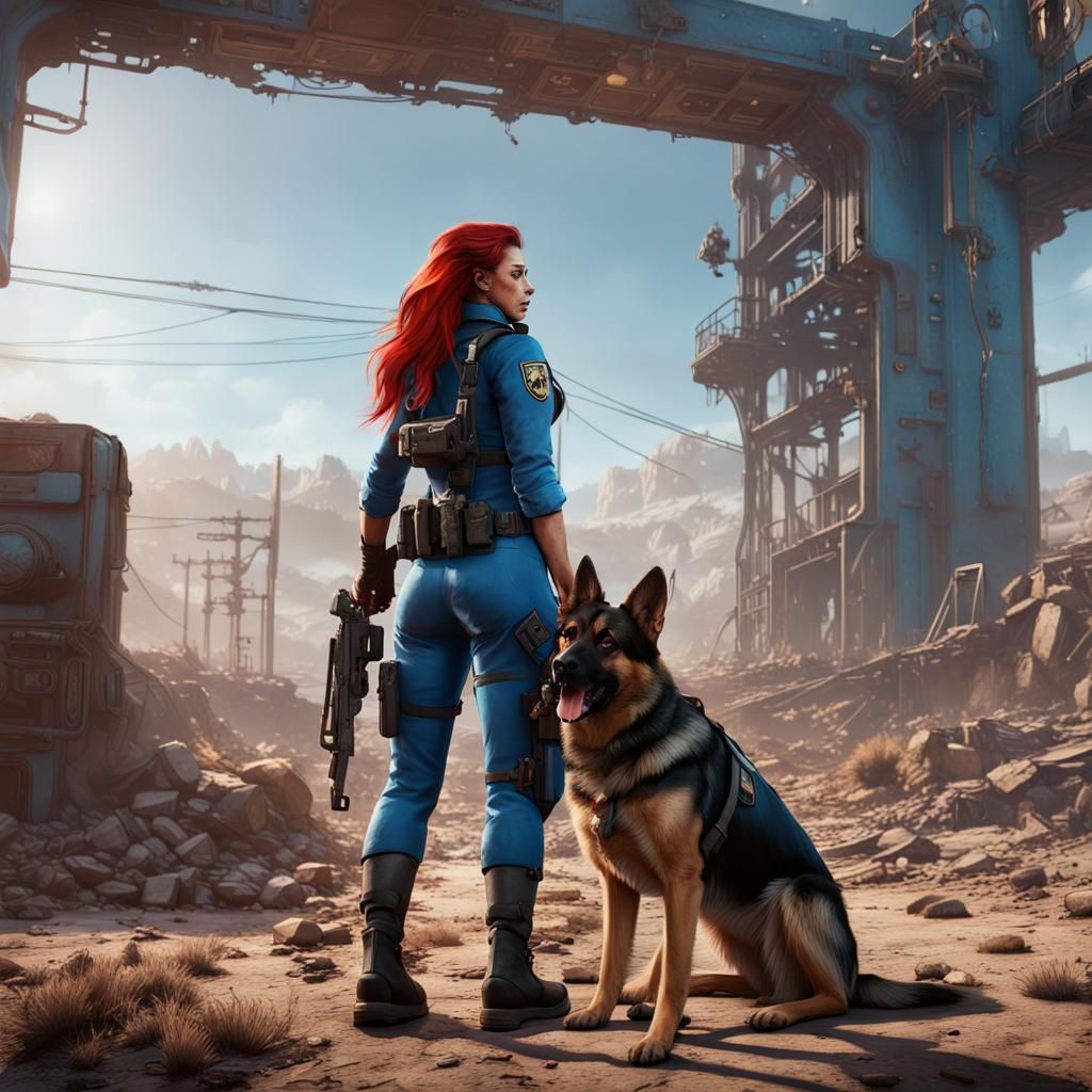 Sole Survivor exploring Boston with Dogmeat