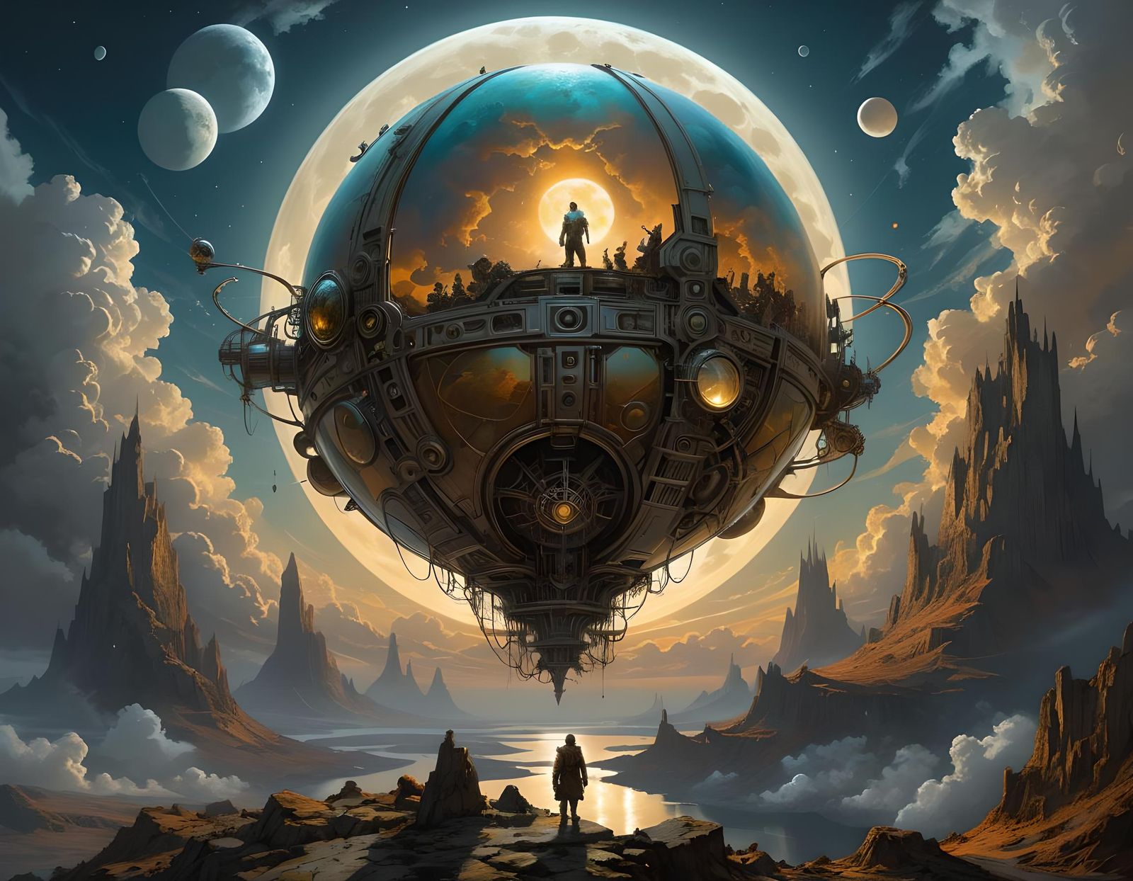 Atom Punk World in the Sky Digital Painting