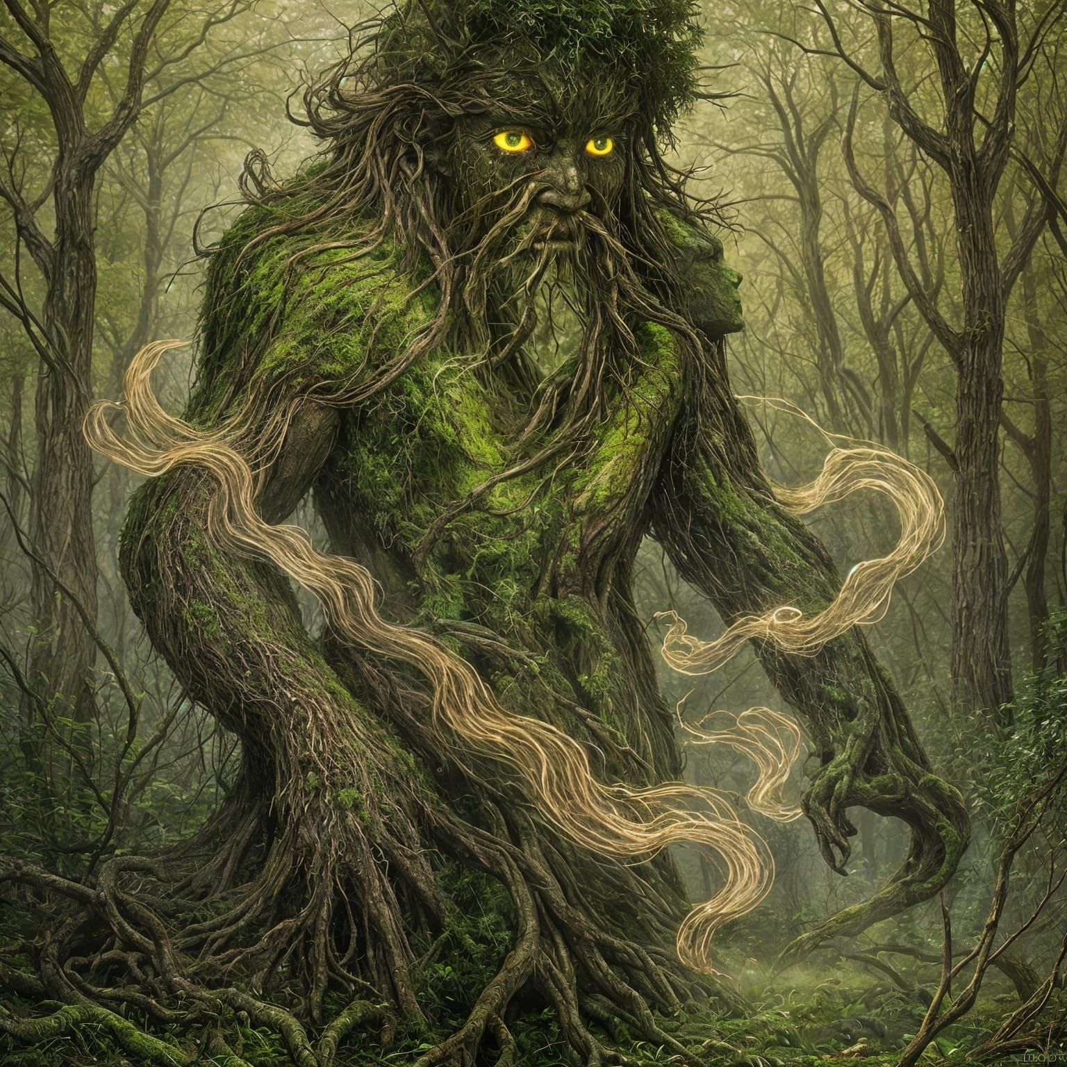 Earth Spirit Emerges from Dying Forest