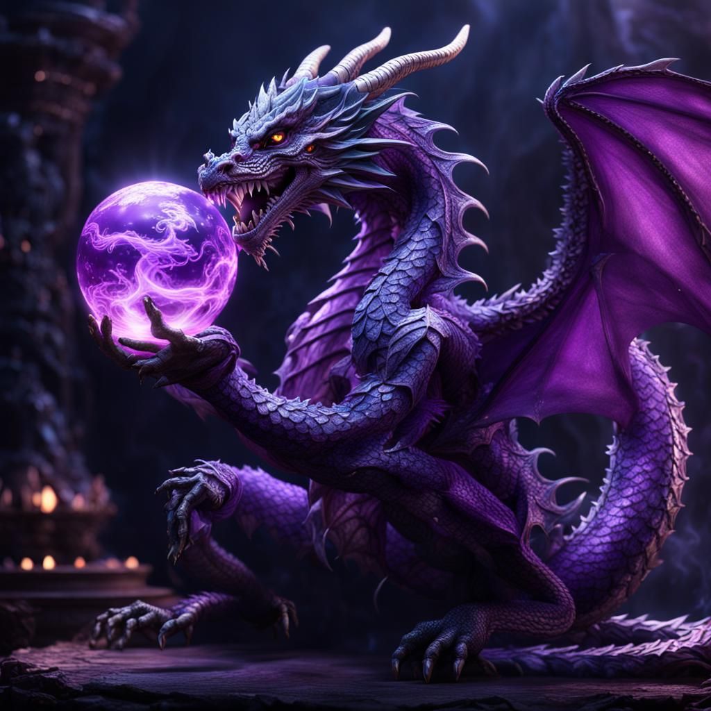 Kind Purple Dragon with Glowing Sphere