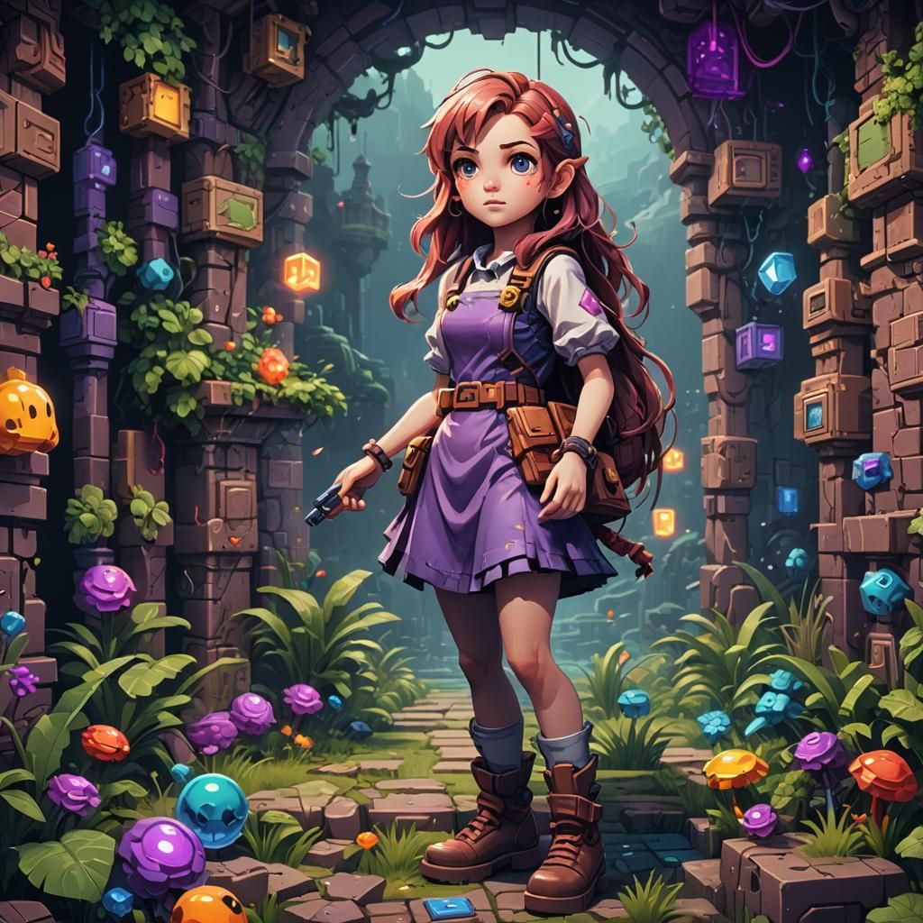 Pixel Gameboy Girl: Fantasy RPG Art