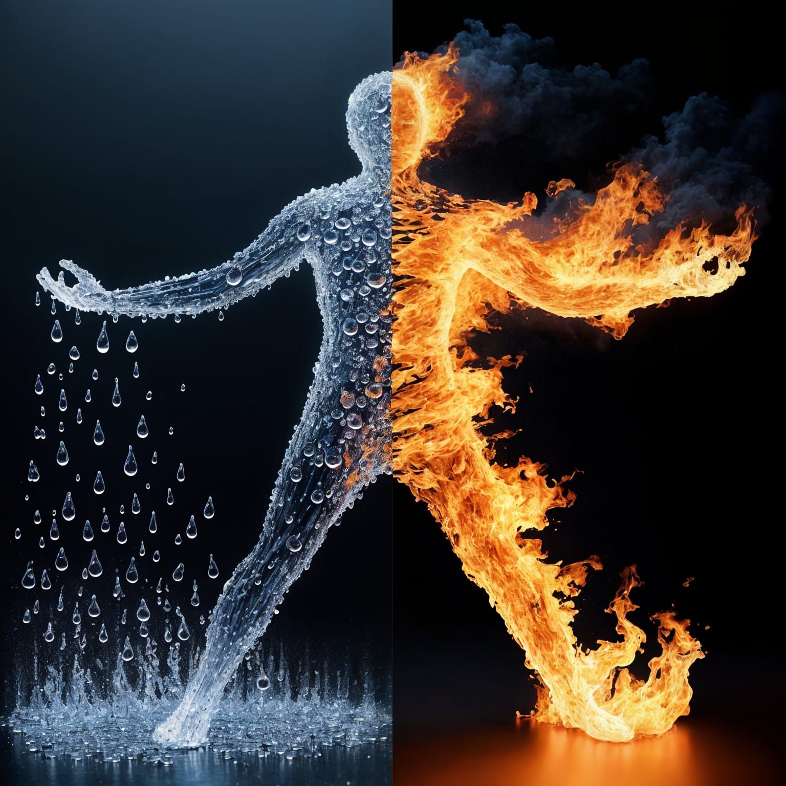 Contrasting Figures: Water and Fire in Harmony