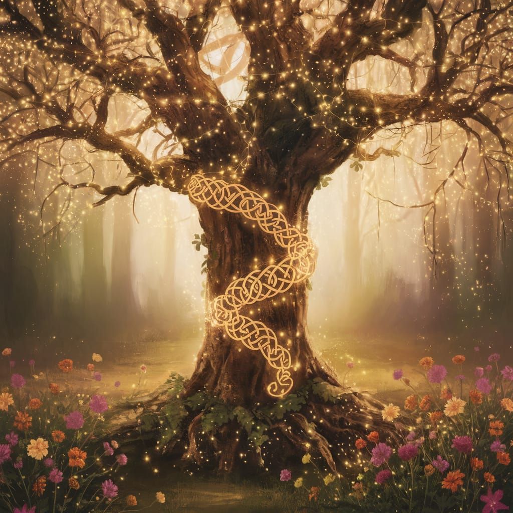 Serene Forest Glade in Warm Golden Light with Majestic Tree ...