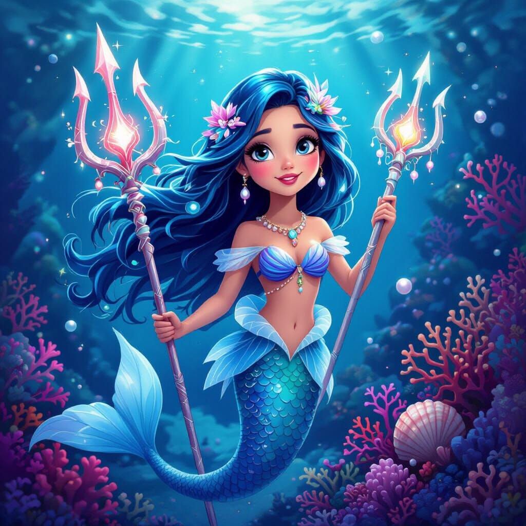 Poseidonia Mermaid Goddess in Enchanting Underwater World