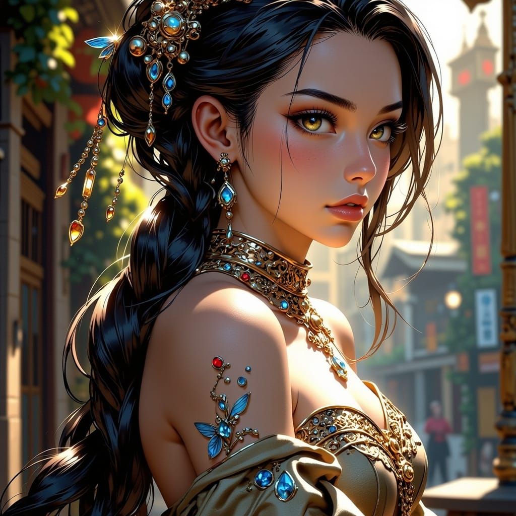 Ethereal Vietnamese Fairy in Renaissance-Inspired Surrealism