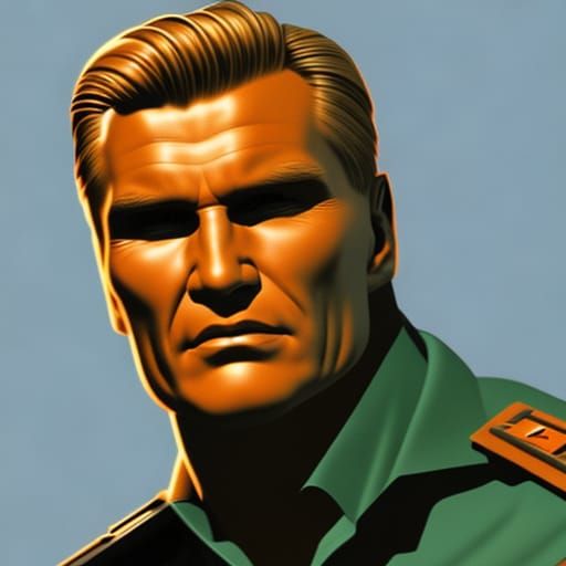 Dolph Lundgren Portrait in 1950s Military Style