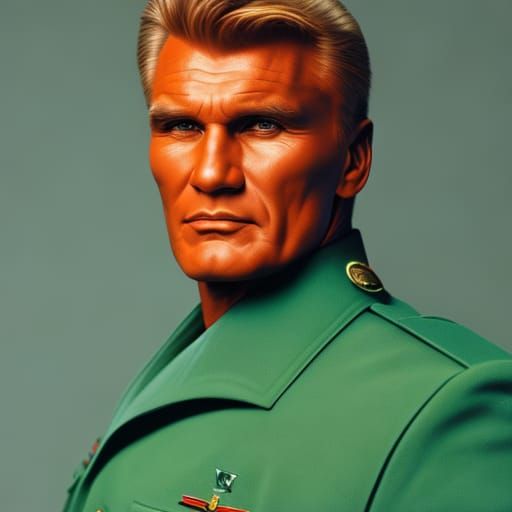 Dolph Lundgren Portrait in 1950s Military Style