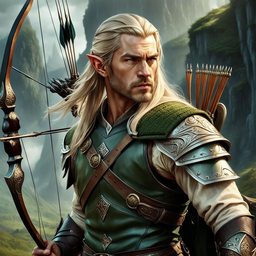 Epic Fantasy Elf Archer Aiming Bow