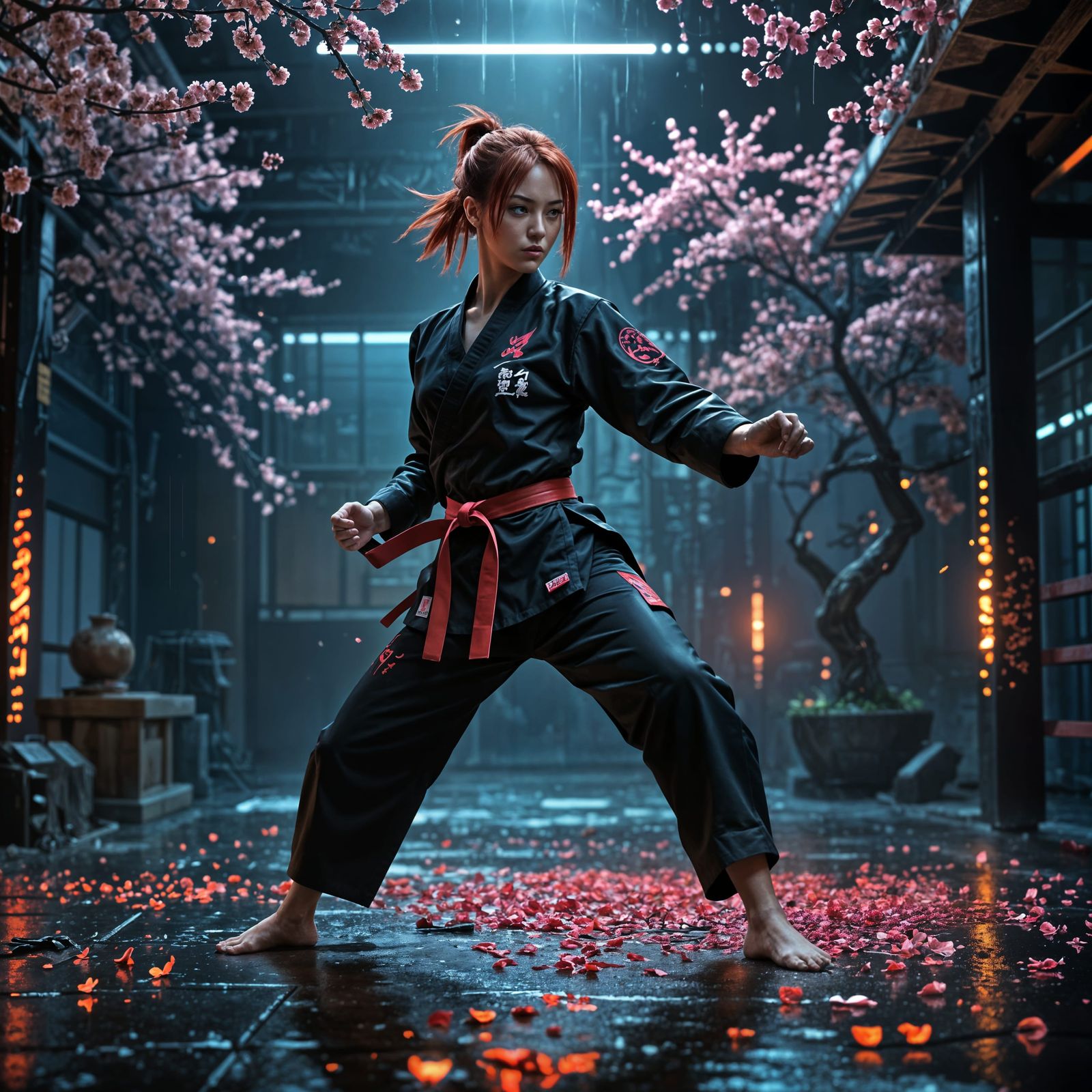 Practicing her Katas