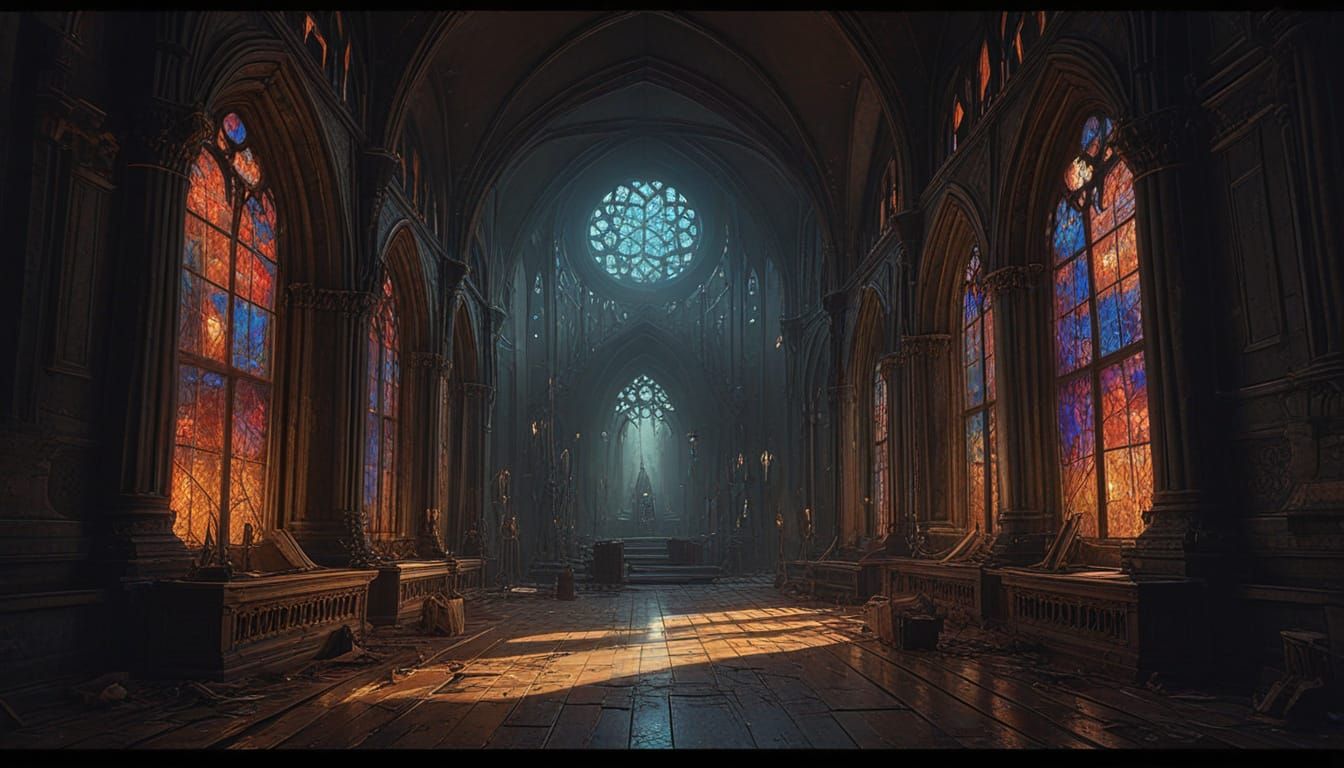 Surreal Gothic Artist's Studio with Light Prism