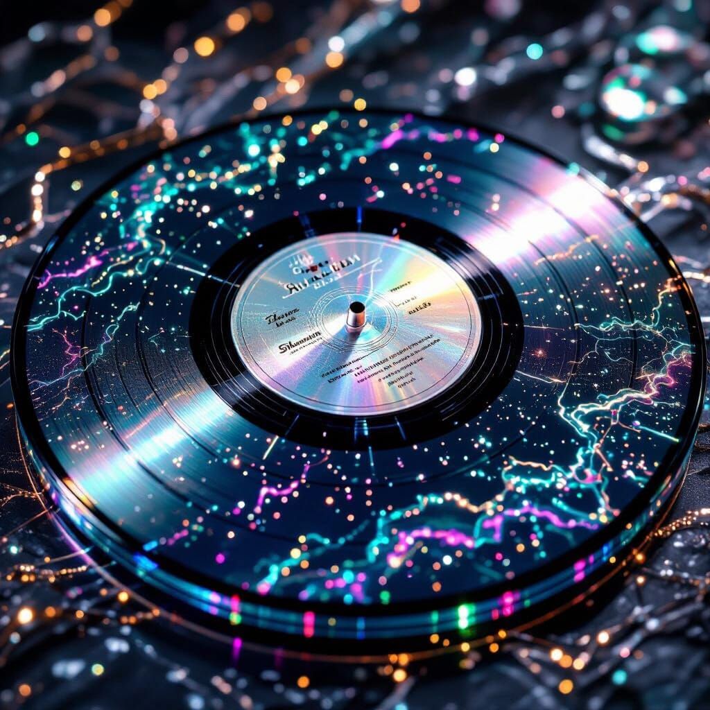 Aurora Sovereign Vinyl Record in Digital Art Style