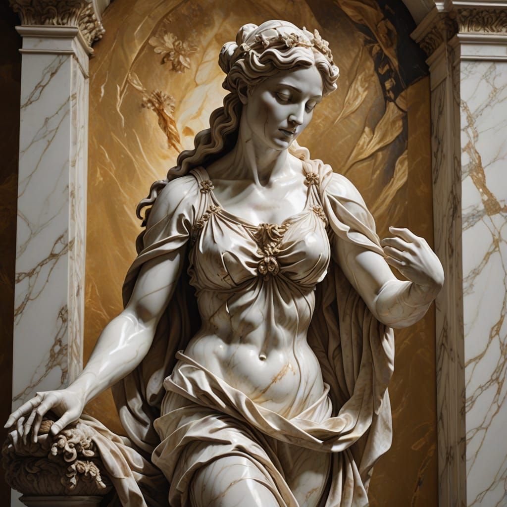 Baroque Marble Sculpture of Lilith in Eden