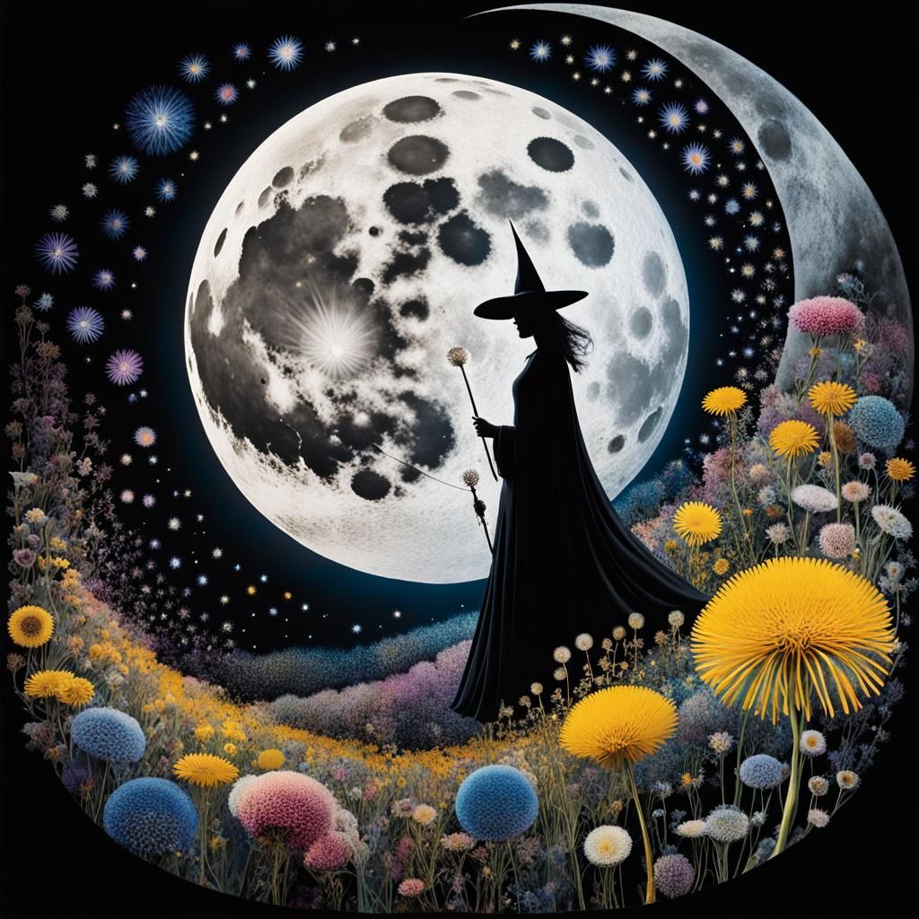 Floral Moon Dreamscape: A Surreal Grayscale Photogram