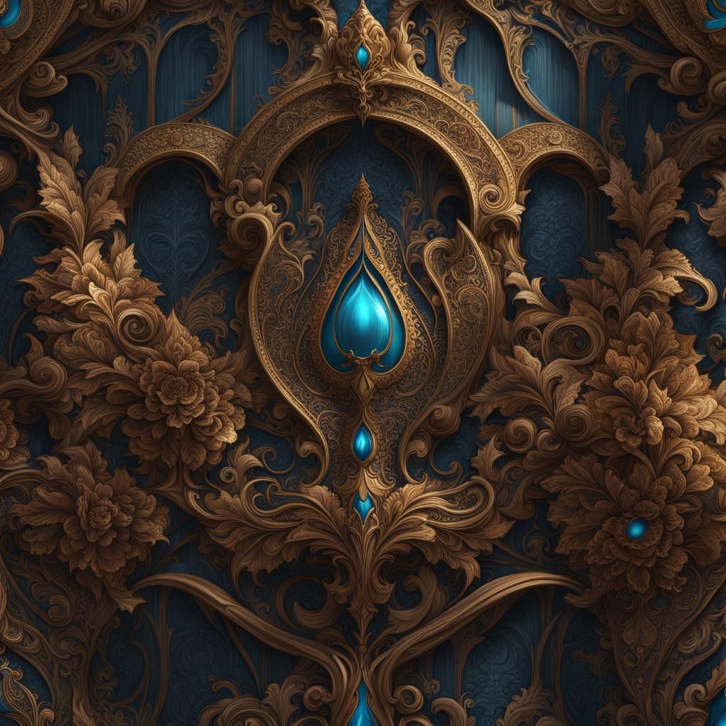 Detailed Textile Matte Painting in Deep Color