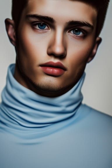 Man Covered in Light Blue Honey: Portrait Photography