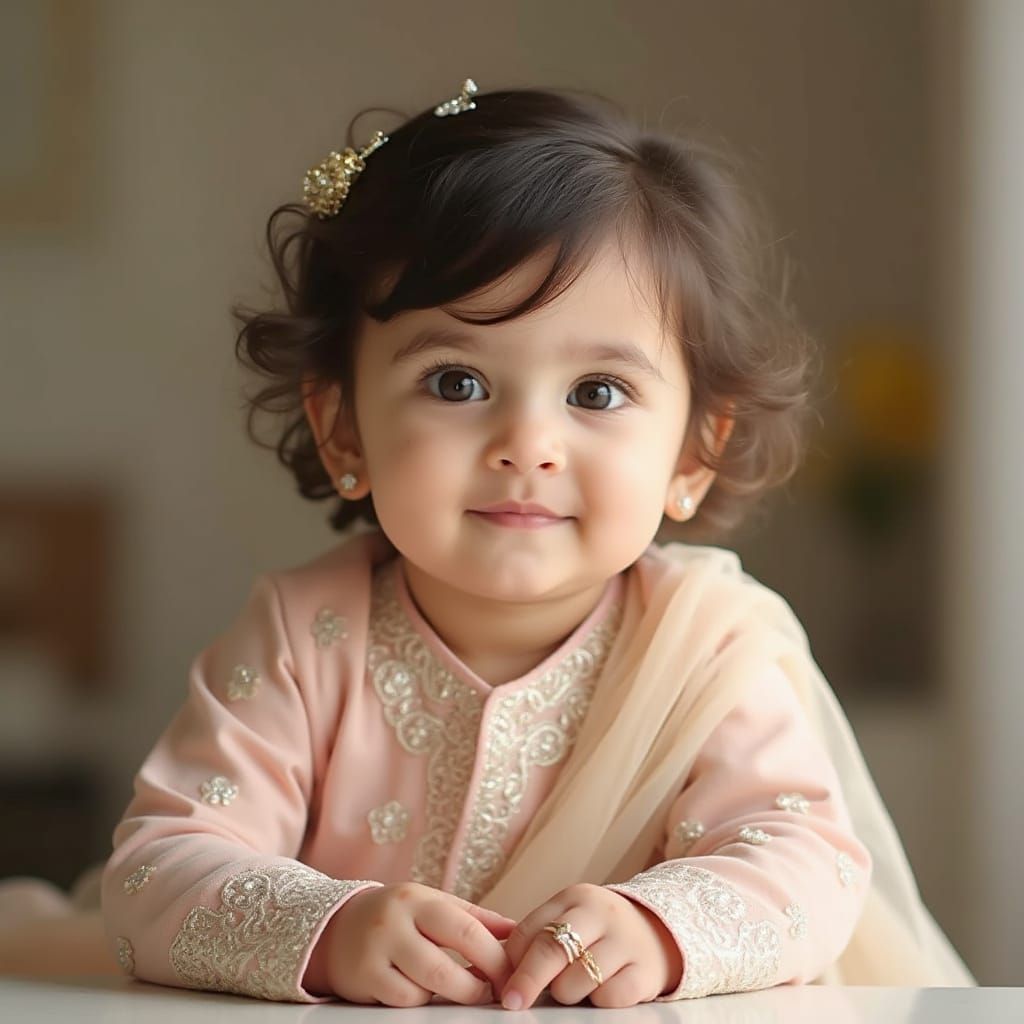 Baby Girl in Traditional Pakistani Dress