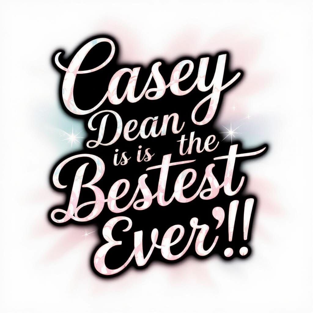 Best Ever Text in Pastel Colors on White