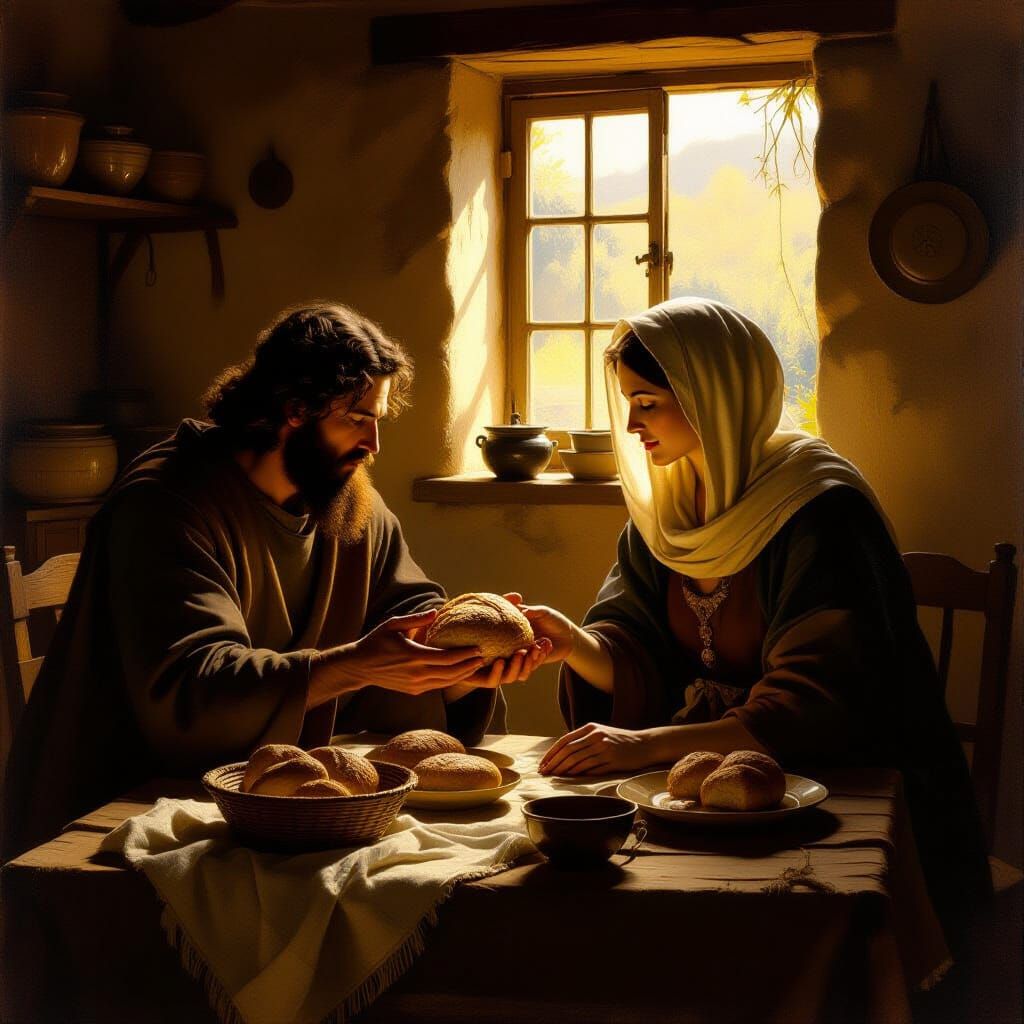 Elias Receives Divine Sustenance in Renaissance Oil Painting