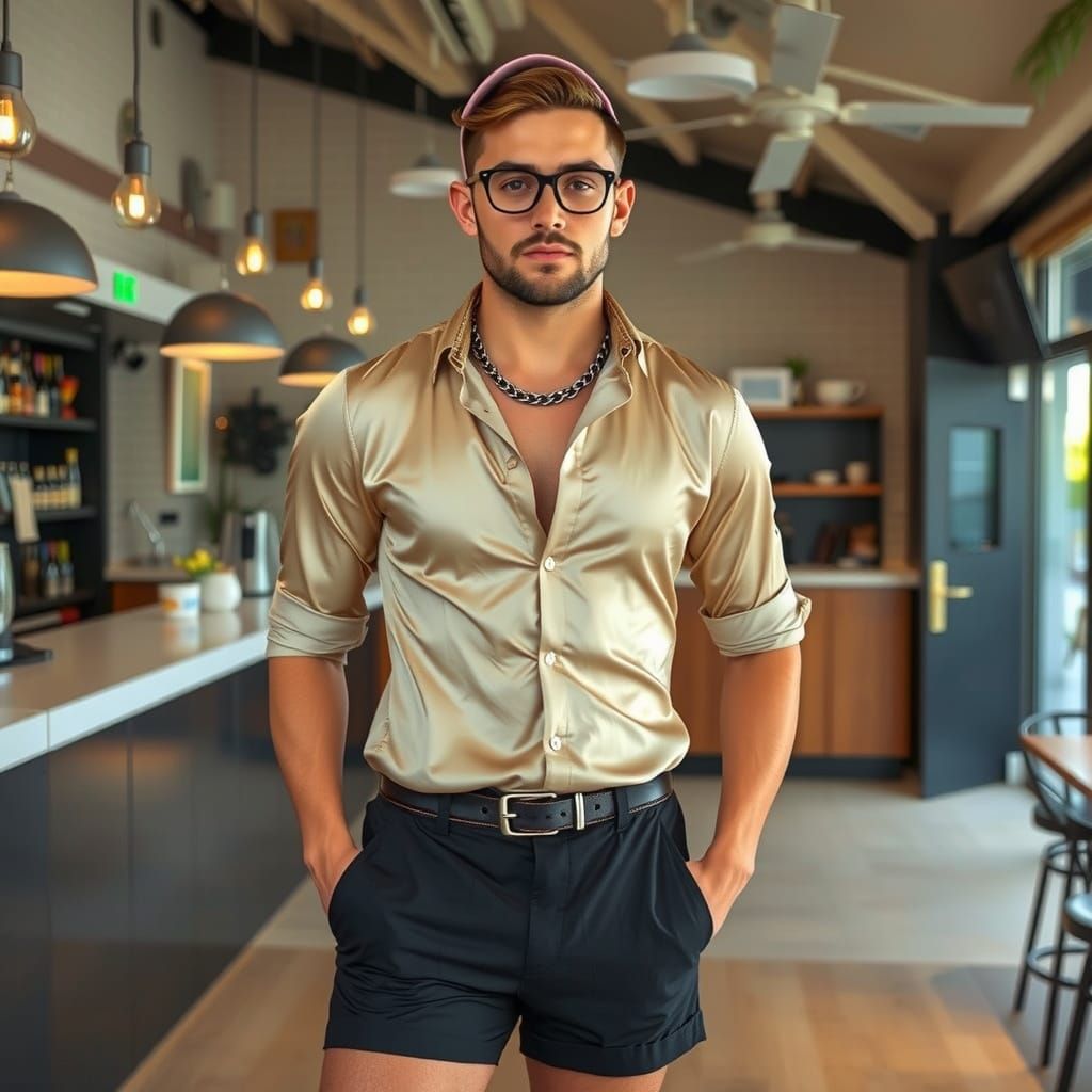 Elegant Man in Pink Cap, Digital Portrait