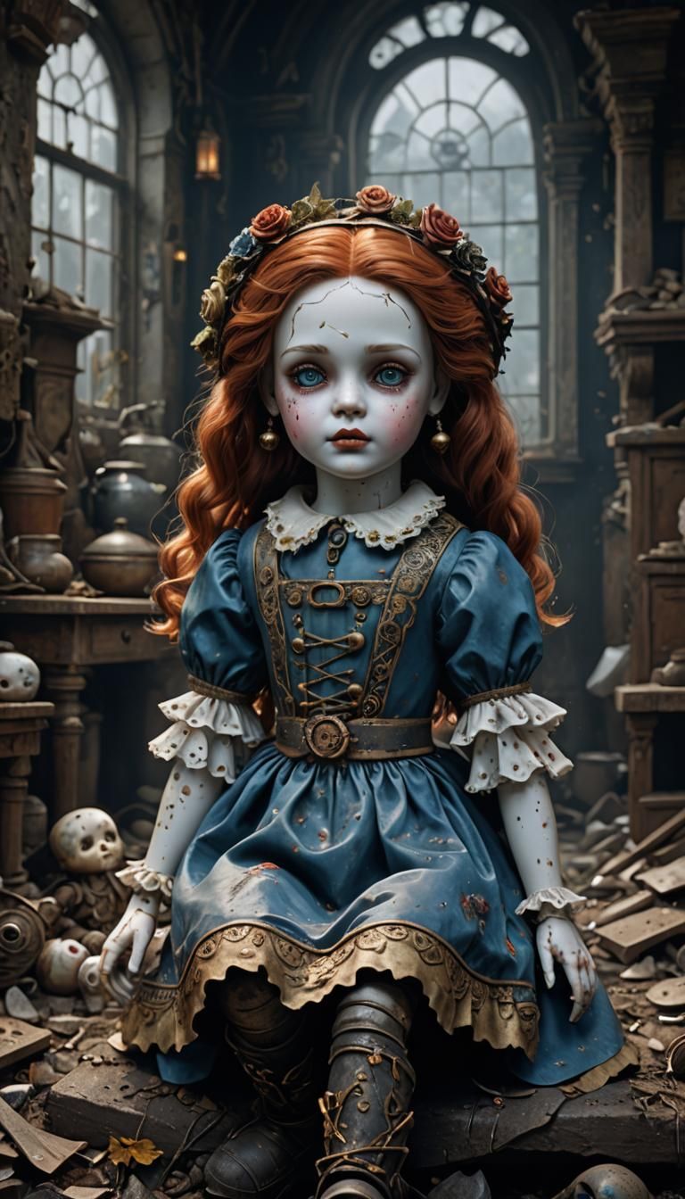 Lost Porcelain Doll in Detailed Matte Painting