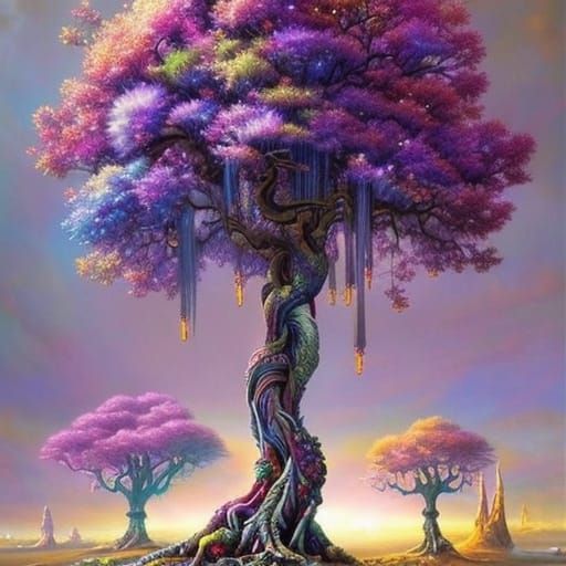 Crystal Geode Tree: Hyperrealistic 3D Art