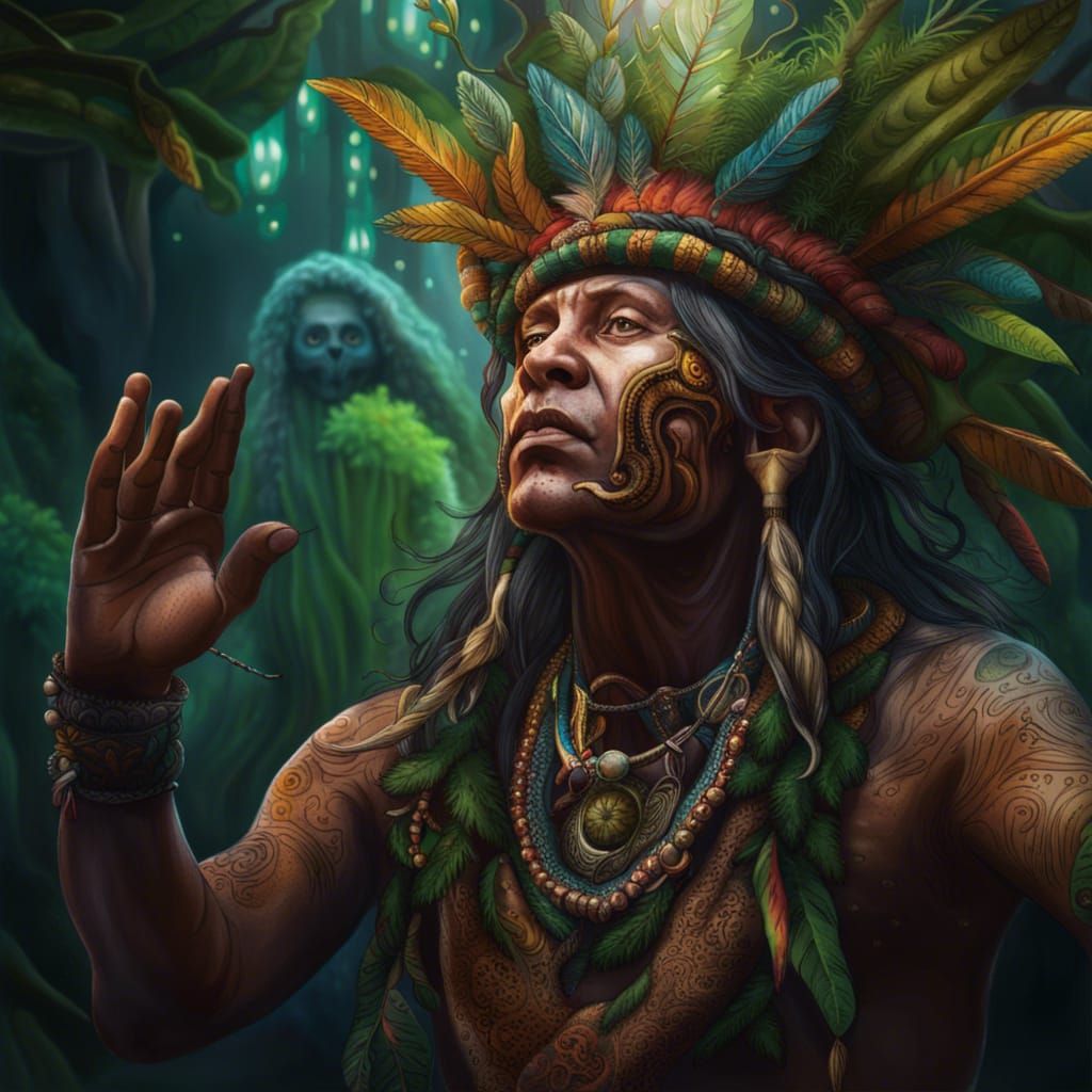 A shaman who drank Ayahuasca meets the ghost of an ancestor