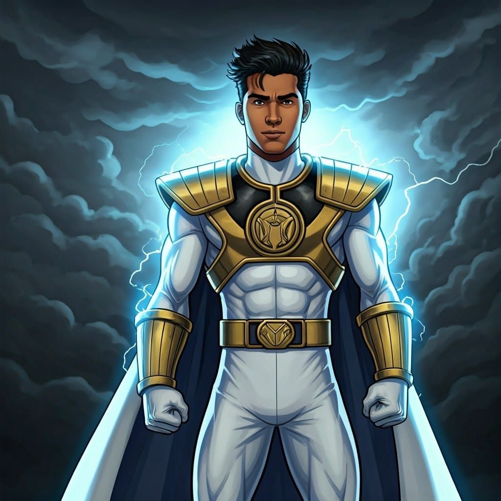 White Dino Thunder Ranger in Comic Book Style