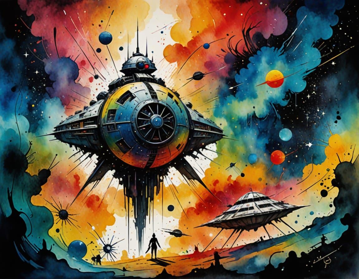 Galactic Whimsy: Star Wars Spaceship Amidst Celestial Splend...