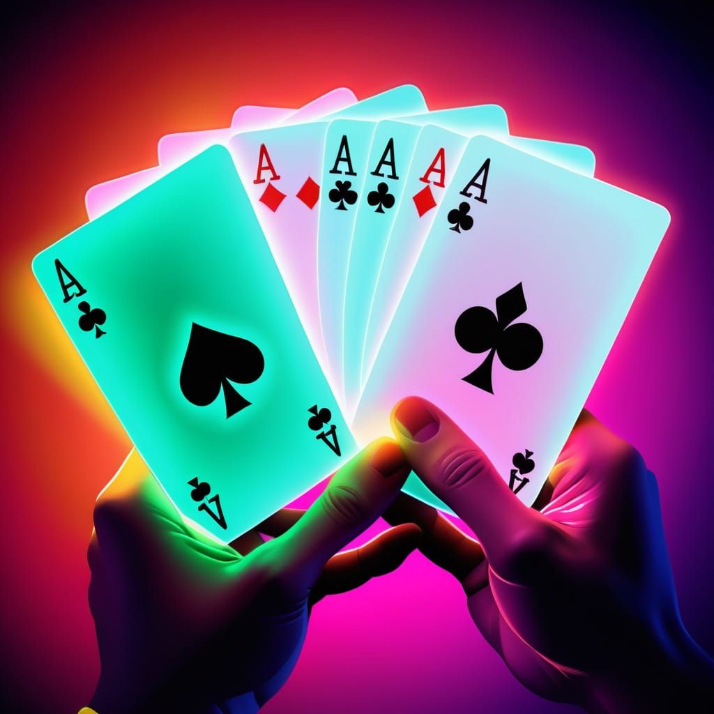 Vibrant Aces in Neon Casino Scene