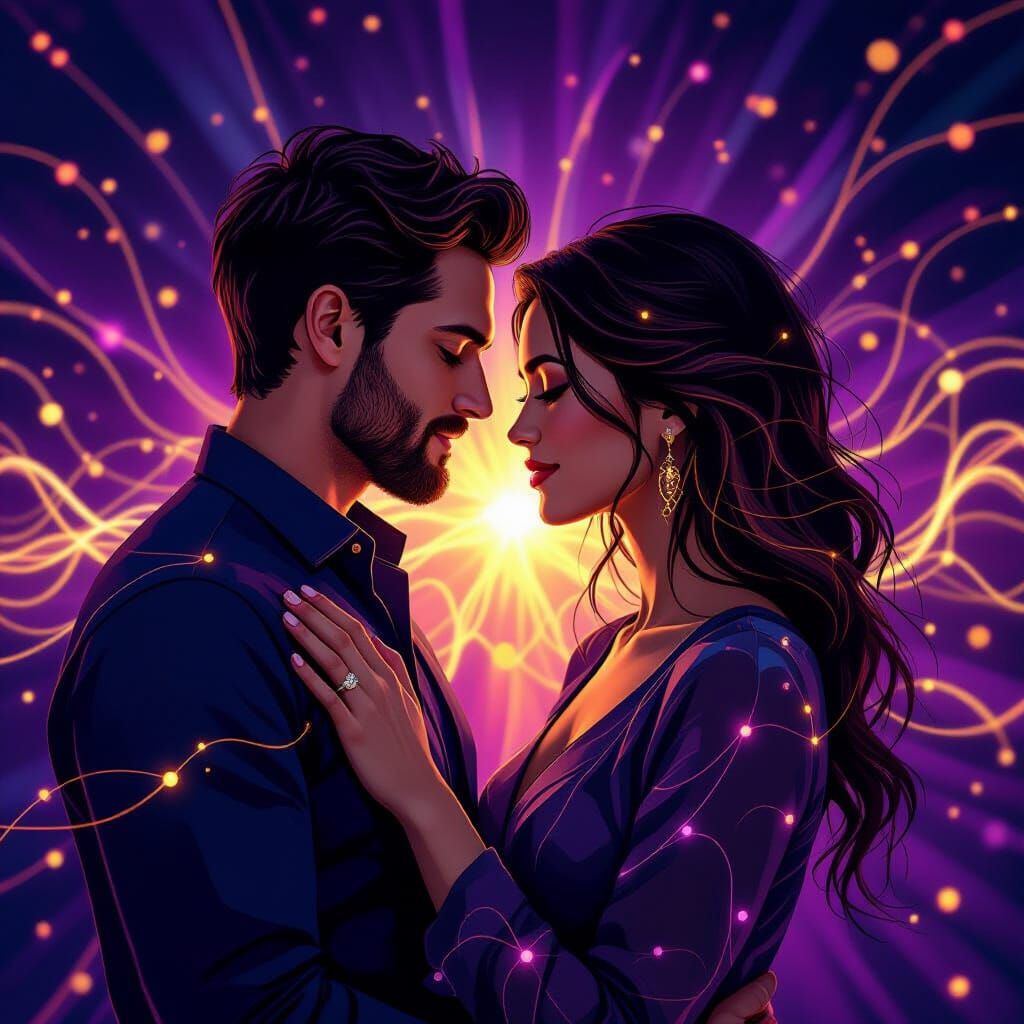 Magnetic Influence: Man and Woman, Ethereal Digital Art