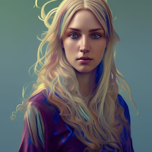 Detailed Portrait of Nordic Woman in Tie-Dye