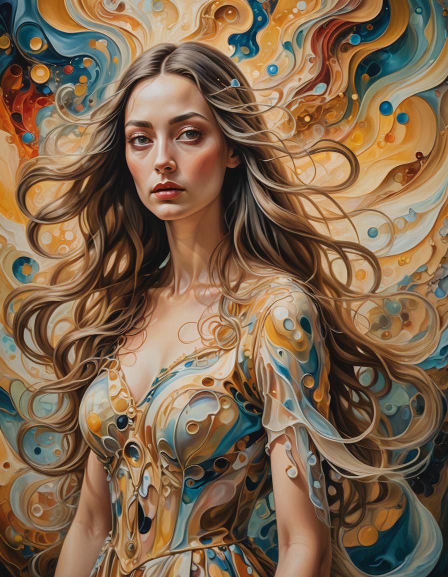 Surreal Woman Portrait in Dreamy Abstract Landscape