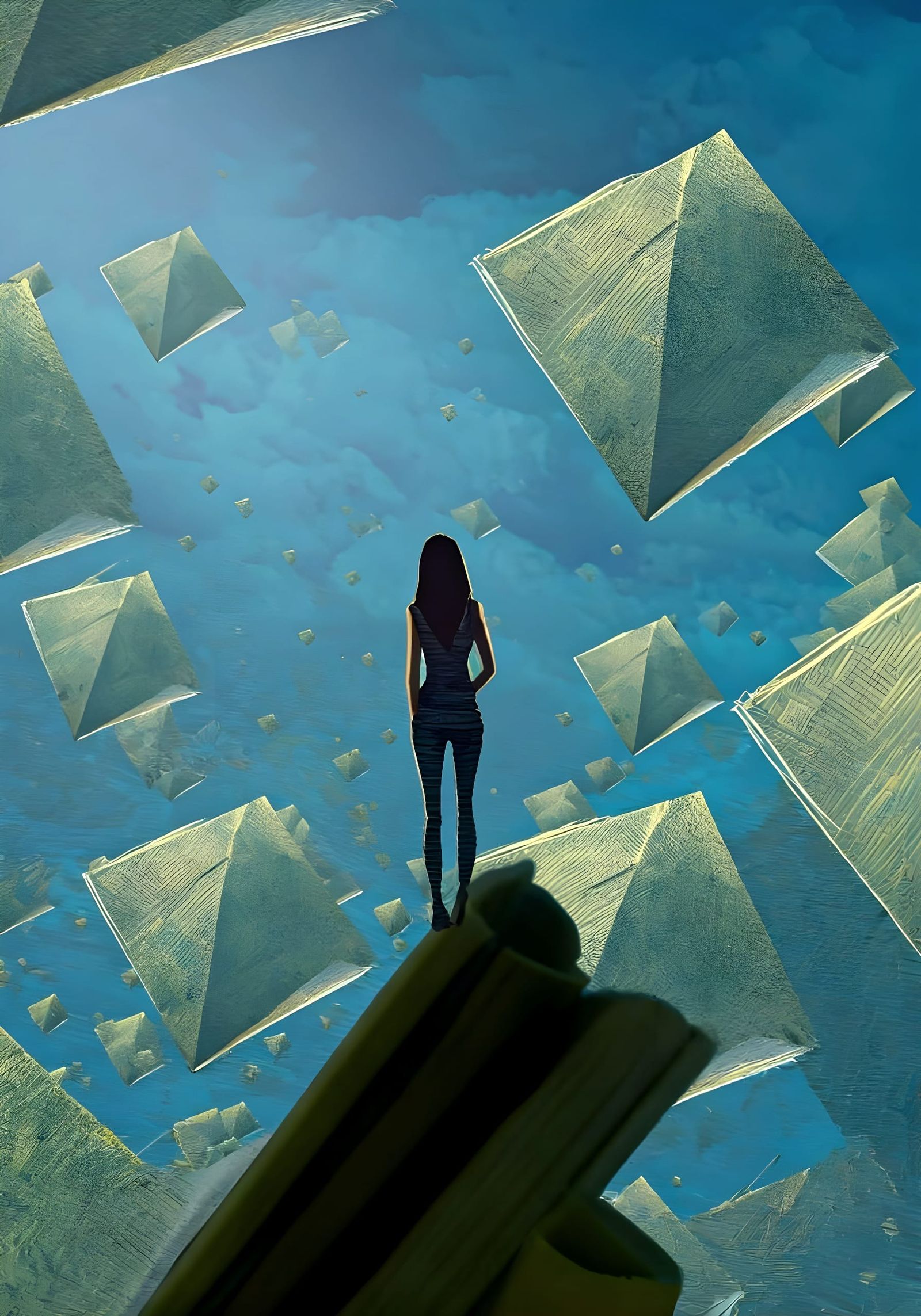 Dark Town Edge in Impasto Origami Style