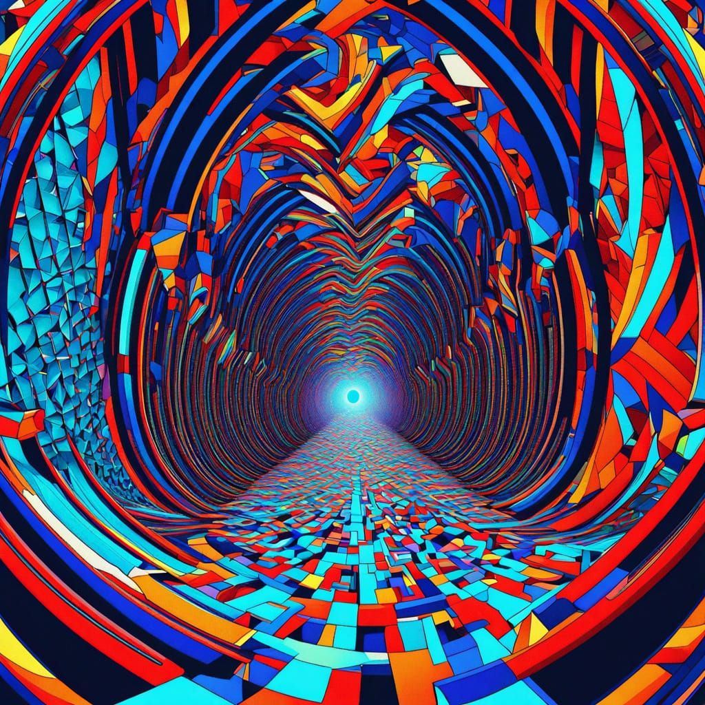 Mesmerizing Fractal Tunnel in Retro Futuristic Style