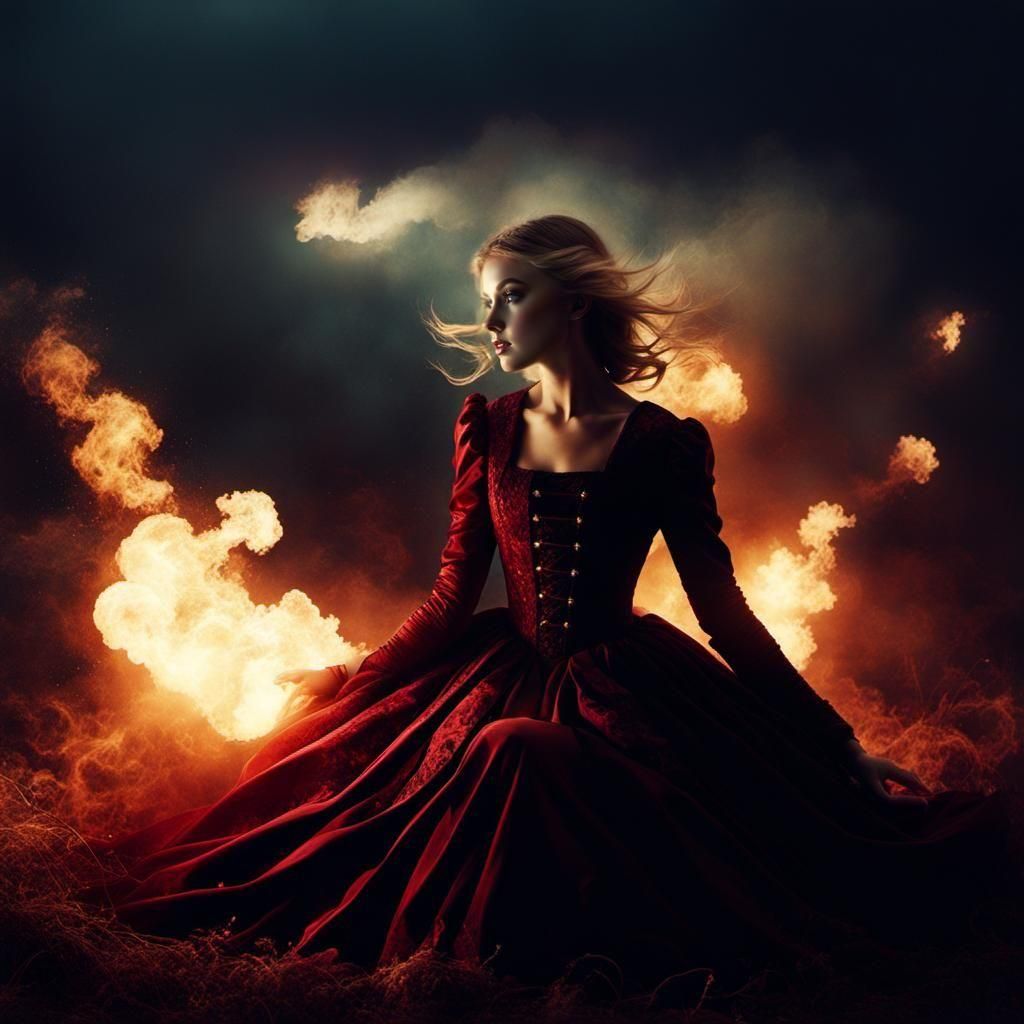 Dramatic Vintage Dark Fantasy Art in Purple and Yellow