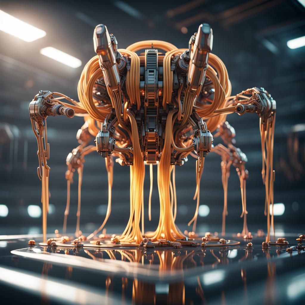 Futuristic Sci-Fi Spaghetti with Intricate Mech Details