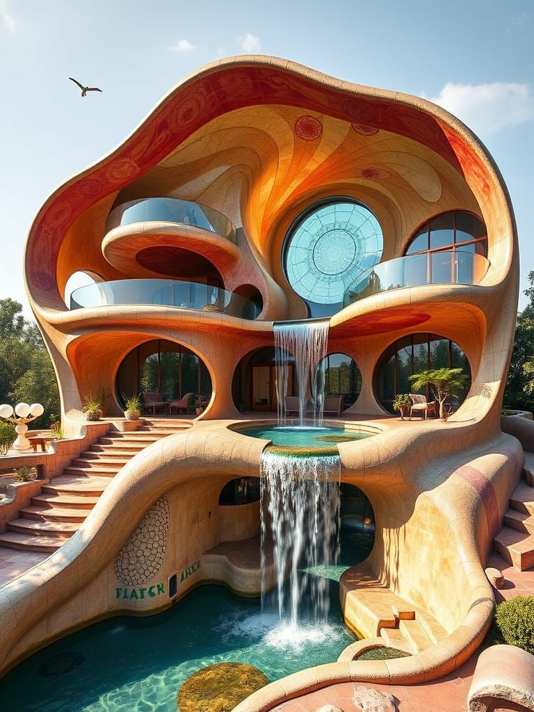 Surreal Art Nouveau Building Blooms in Whimsical Harmony