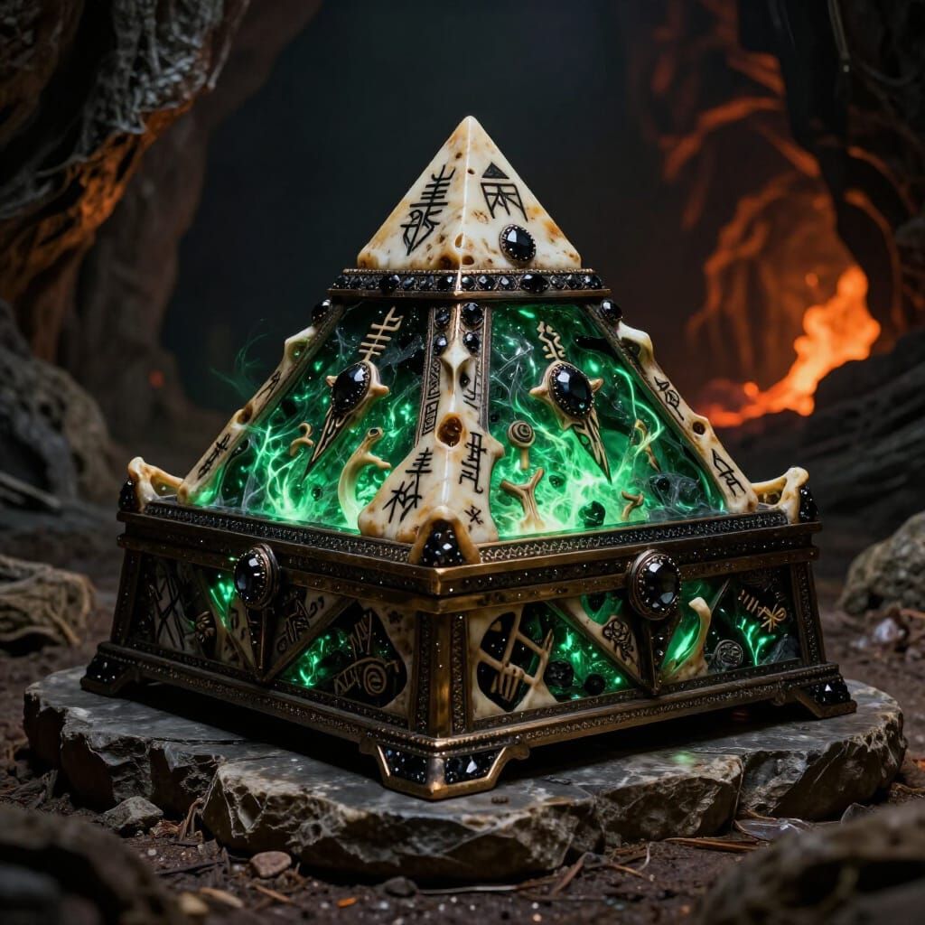 Gothic Magic Chest Crafted from Bone and Onyx