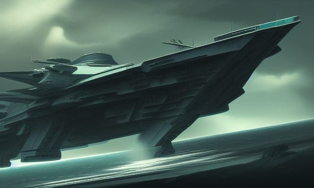 Sci-Fi Fighter Ship in Hangar Bay