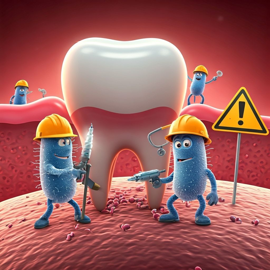Cartoon Bacteria Building on a Tooth: Microbial Construction...