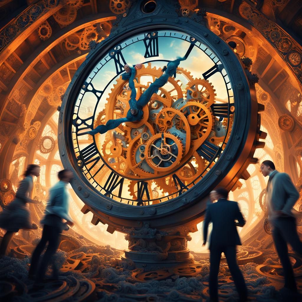 Clockwork Time Portals: Surreal Digital Matte Painting