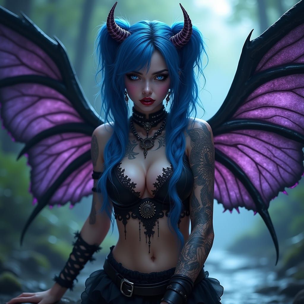 Dark Gothic Angel with Twisted Beauty