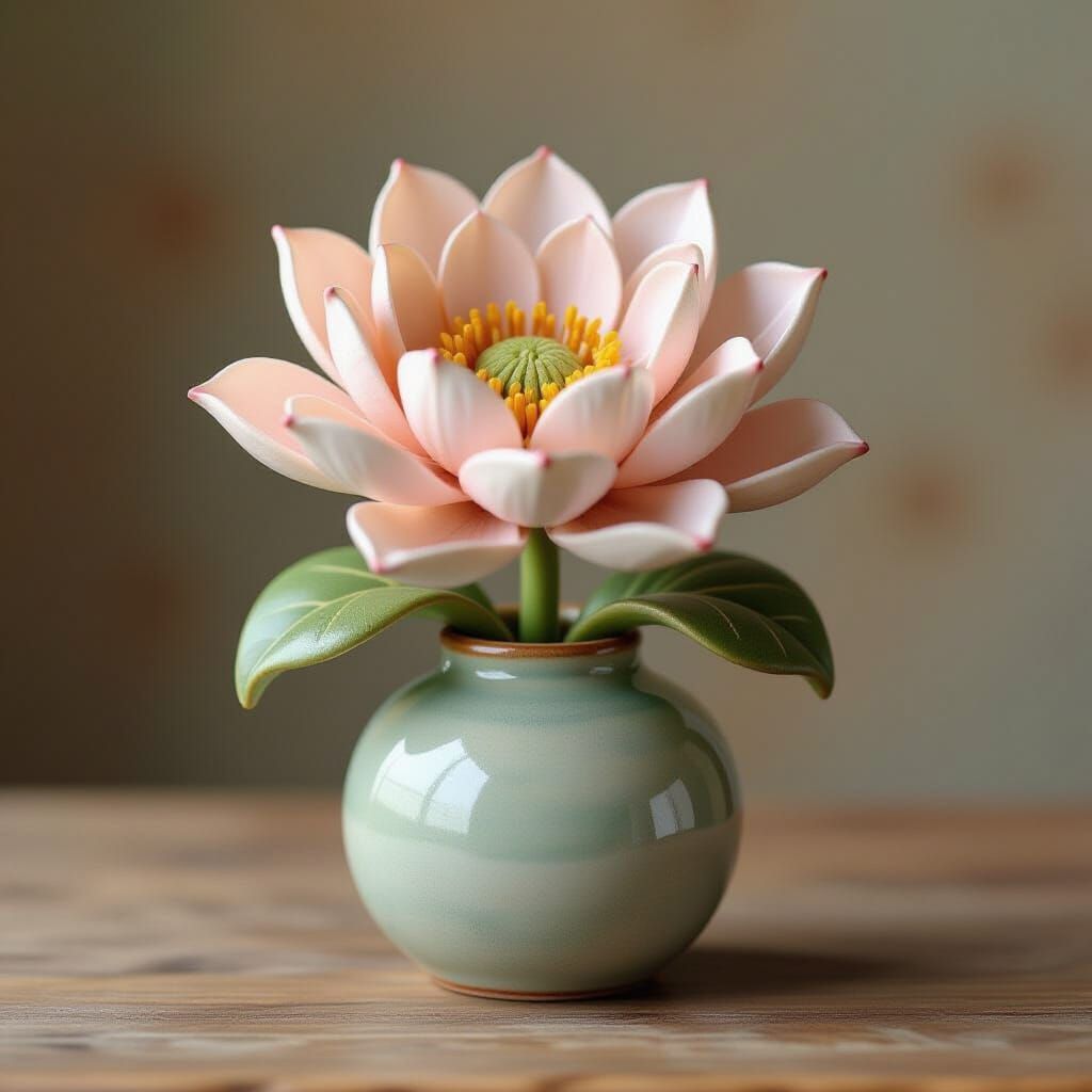 Ceramic Flower in Impressionistic Watercolor Style