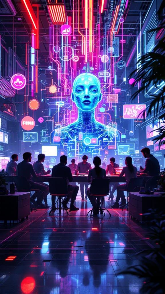 Futuristic Studio: Humans Collaborate With AI Light Entity