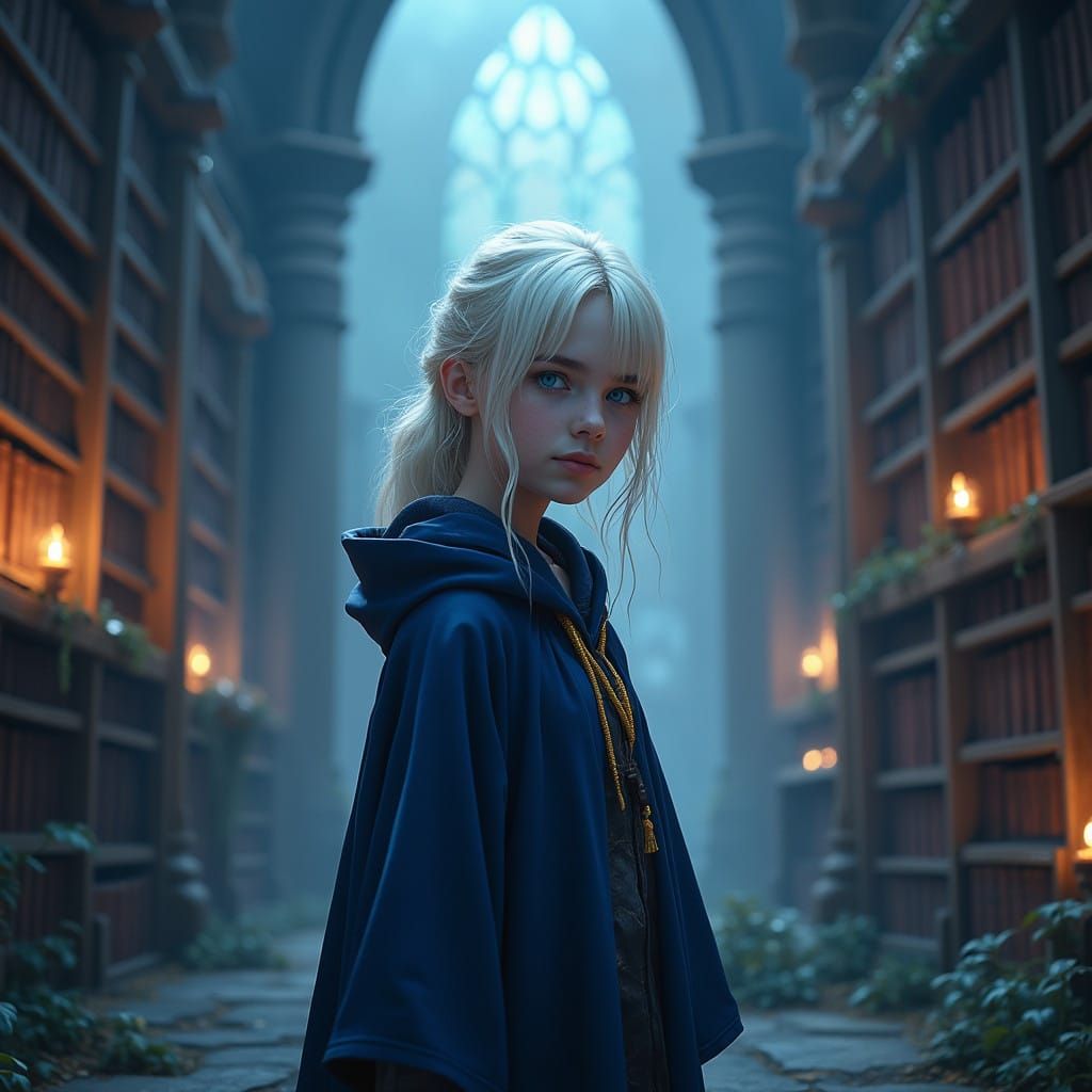 Dreamy Ravenclaw Goddess in Mystic Library Realm