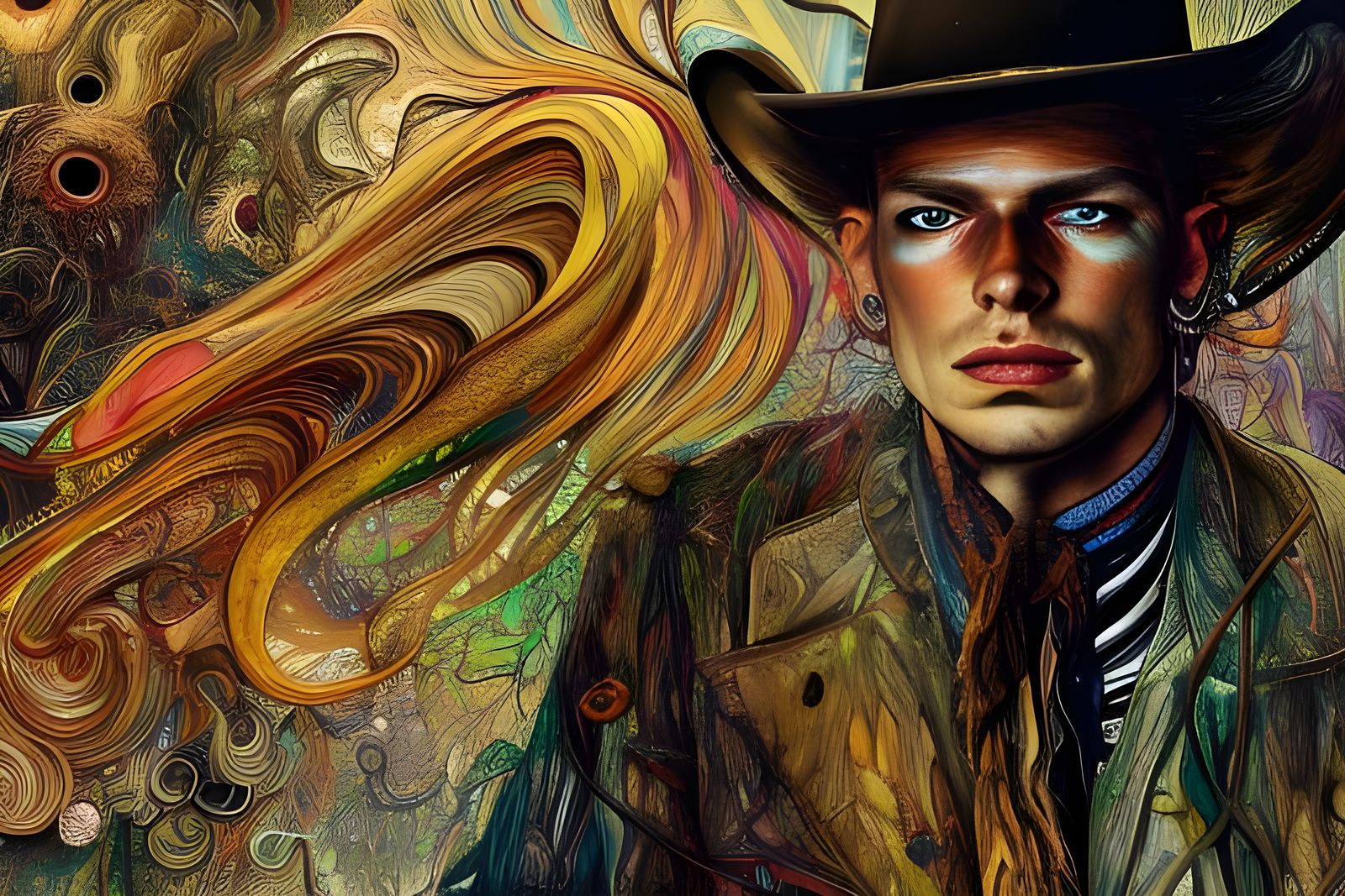 Detailed Cowboy in Rich Fantasy Art Style